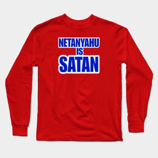 Netanyahu IS SATAN - Blue and White - Double-sided Long Sleeve T-Shirt